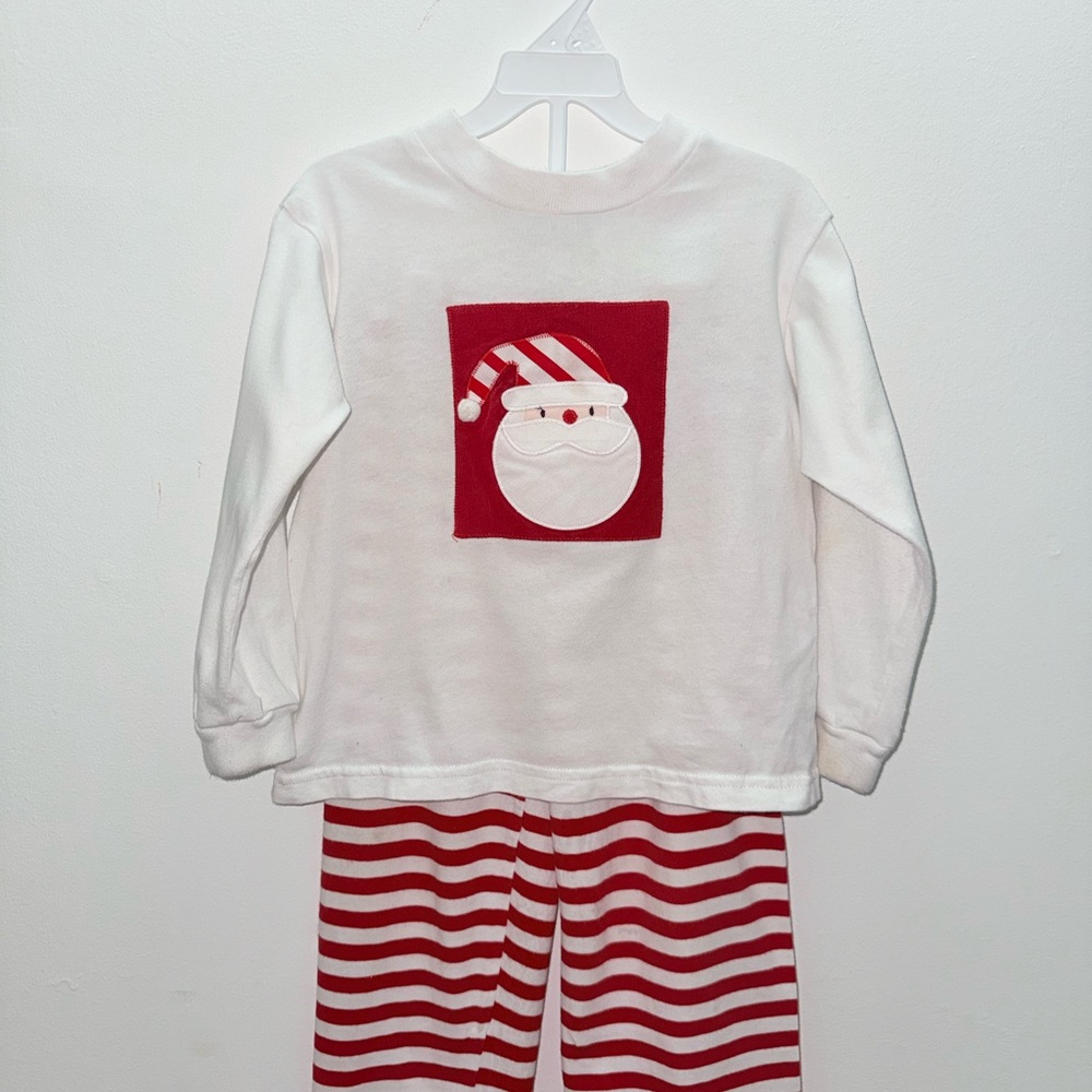4T Christmas Santa Embroidered- Red and White